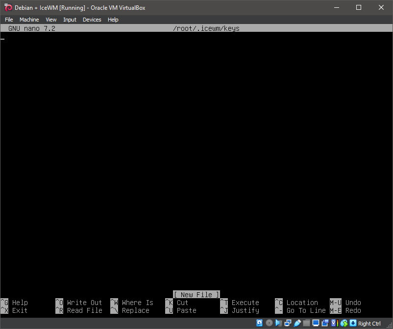 Running 'nano ~/.icewm/keys'